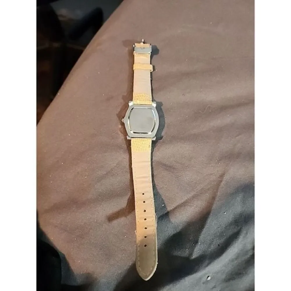 Bijoux Terner Women's Quartz Wrist Watch Rectangle Stainless Dial and Beige Band